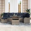 vidaXL Garden Sofa Set with Cushion 8 pcs Grey Poly Rattan