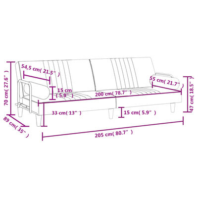 vidaXL Sofa Bed with Armrests Light Grey Velvet