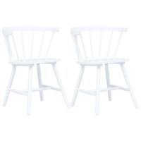 vidaXL Dining Chairs 2 pcs White Solid Rubber Wood