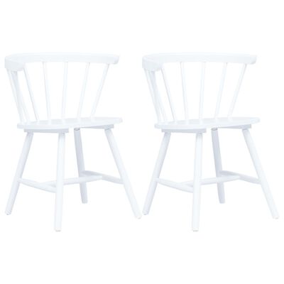 vidaXL Dining Chairs 2 pcs White Solid Rubber Wood