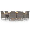 vidaXL 9 Piece Garden Dining Set with Cushions Grey
