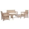 vidaXL 4 Piece Garden Lounge Set with Cushion Poly Rattan Beige