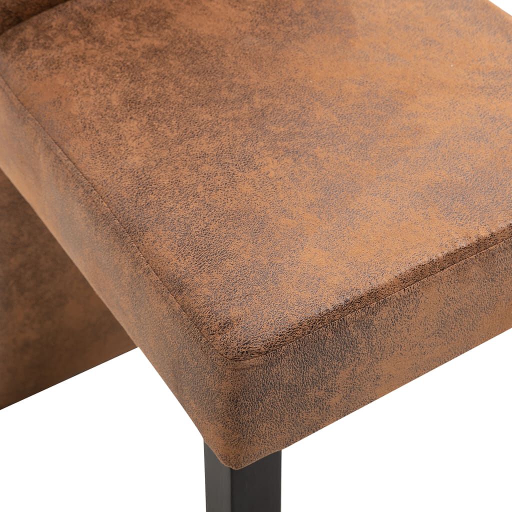 vidaXL Dining Chairs 4 pcs Brown Faux Suede Leather