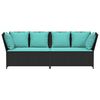 vidaXL Garden Sofa with Cushions Black Poly Rattan