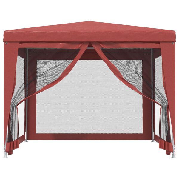 vidaXL Party Tent with 4 Mesh Sidewalls Red 3x3 m HDPE