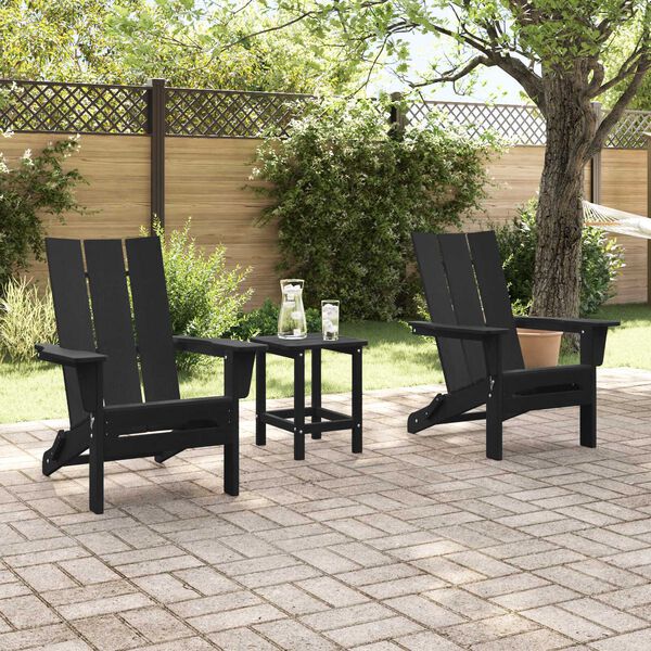 vidaXL Foldable Adirondack Chairs 2 pcs Black 74.5x80.5x90 cm HDPE