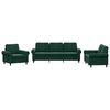 vidaXL 3 Piece Sofa Set with Cushions Dark Green Velvet