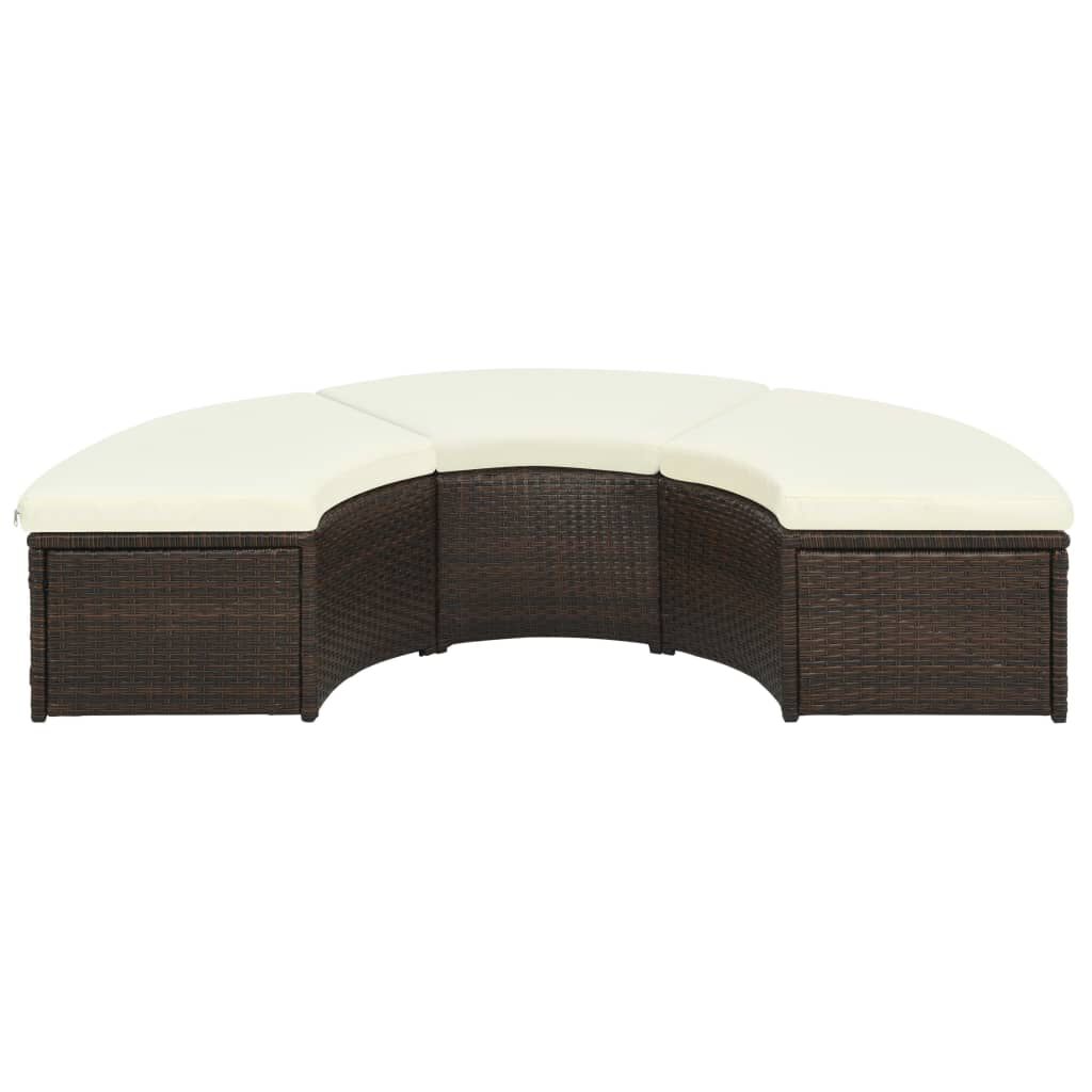 vidaXL 7 Piece Garden Lounge Set with Cushions Poly Rattan Brown