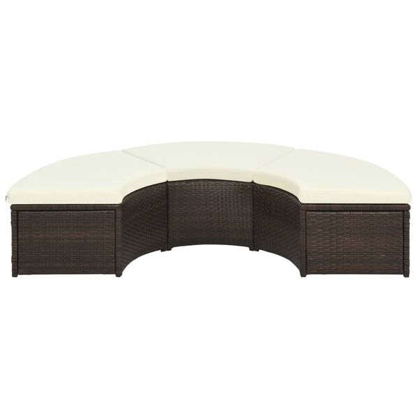 vidaXL 7 Piece Garden Lounge Set with Cushions Poly Rattan Brown