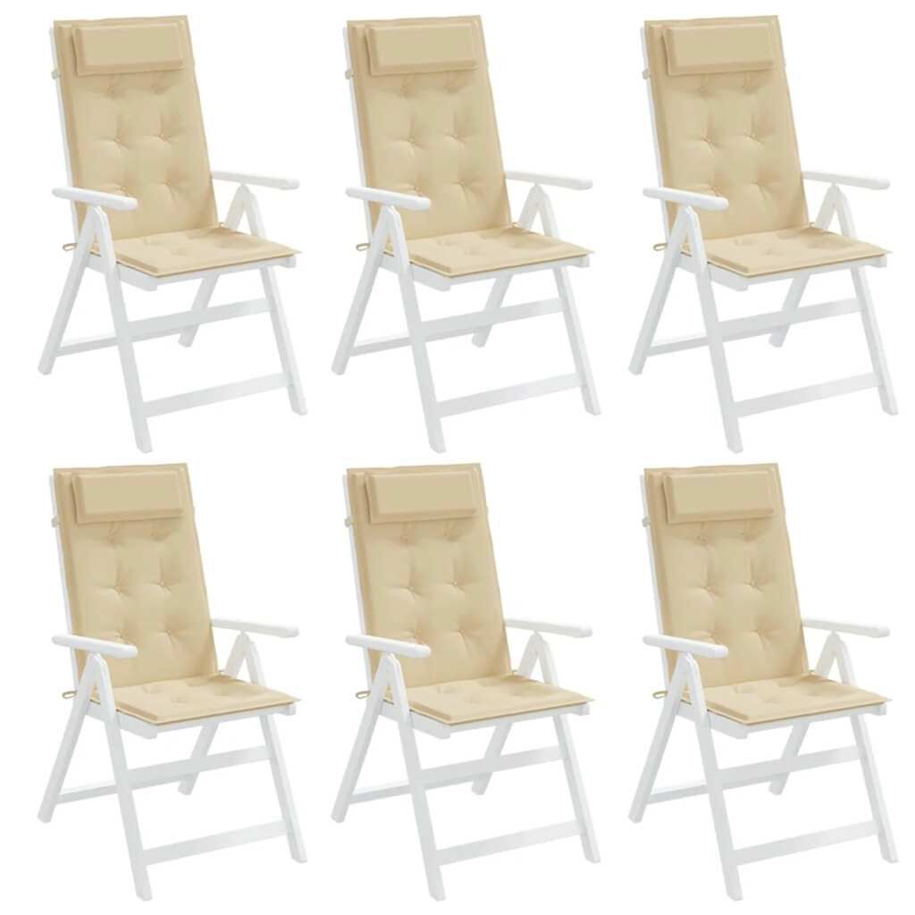 vidaXL Highback Chair Cushions 6 pcs Beige Oxford Fabric