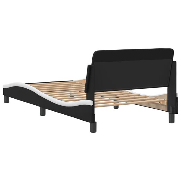 vidaXL Bed Frame "Dover" Black and White 100x203 cm Faux Leather
