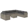 vidaXL 10 Piece Garden Lounge Set with Cushions Grey Poly Rattan