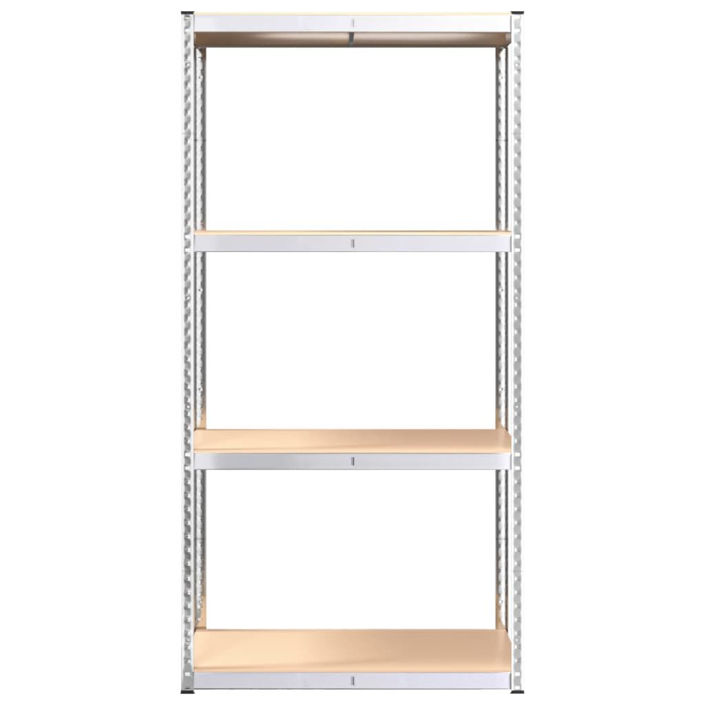 vidaXL 4-Layer Shelves 2 pcs Silver Steel&Engineered Wood