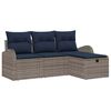 vidaXL Sofa Set with Cushion Manual 4 pcs Grey and Navy Poly Rattan