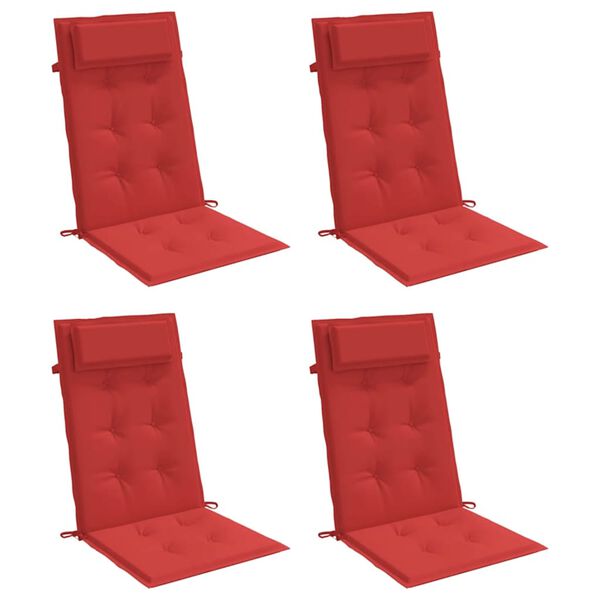 vidaXL Highback Chair Cushions 4 pcs Red Oxford Fabric