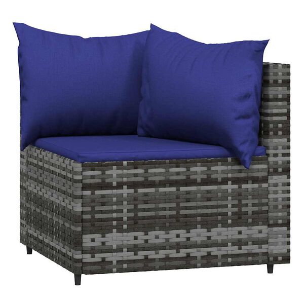 vidaXL 3 Piece Garden Lounge Set with Cushions Grey Poly Rattan
