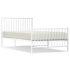 vidaXL Metal Bed Frame without Mattress with Footboard White 100x200cm