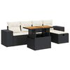 vidaXL 6 Piece Garden Sofa Set with Cushions Black Poly Rattan Acacia