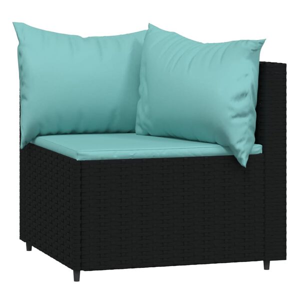 vidaXL 4 Piece Garden Lounge Set with Cushions Black Poly Rattan