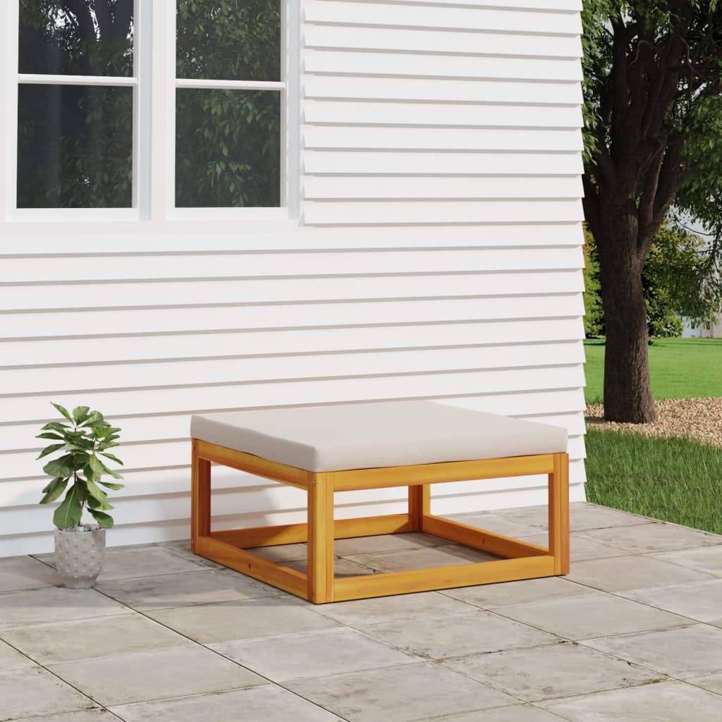vidaXL Garden Footrest with Light Grey Cushion Solid Wood Acacia