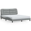 vidaXL Bed Frame with LED without Mattress "Hvar" Light Grey 152x203 cm Fabric
