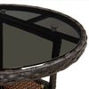 vidaXL Garden Table &Oslash;60x75 cm Tempered Glass and Poly Rattan Brown
