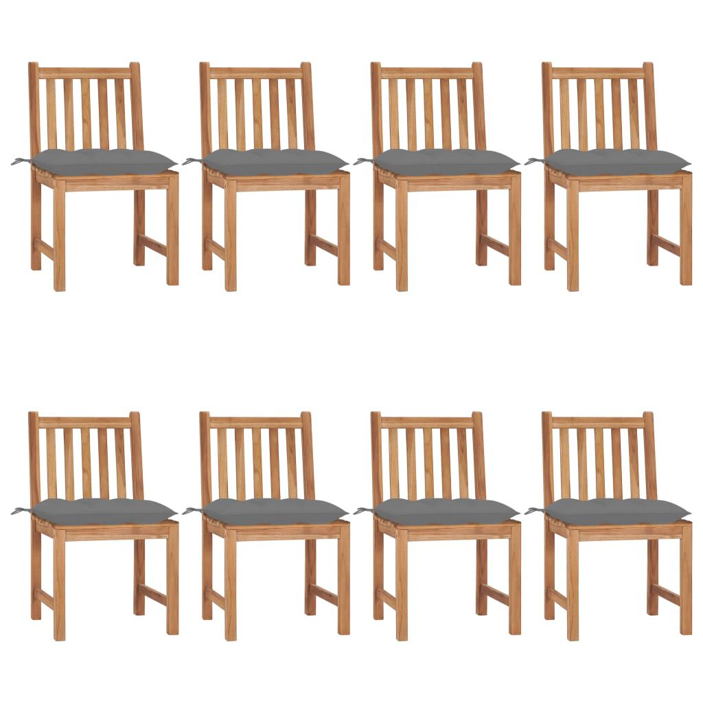 vidaXL Garden Chairs 8 pcs with Cushions Solid Teak Wood