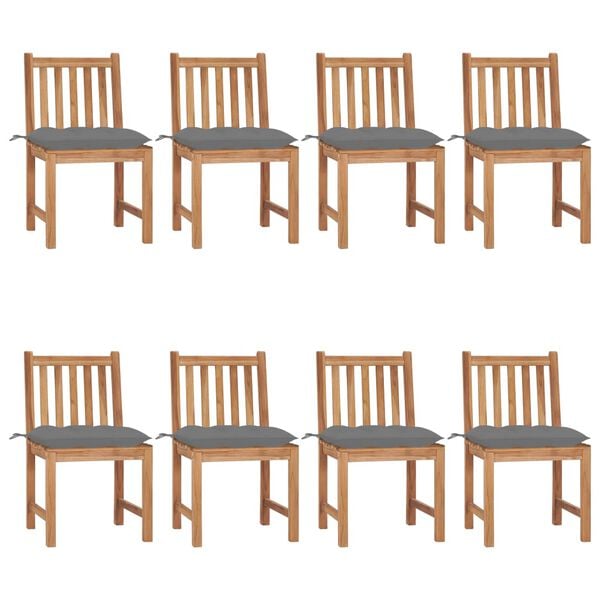 vidaXL Garden Chairs 8 pcs with Cushions Solid Teak Wood
