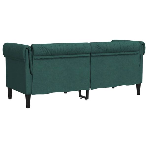 vidaXL Chesterfield Sofa 2-Seater Dark Green Fabric