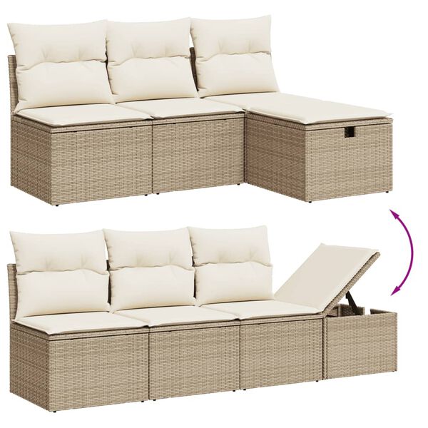 vidaXL 7 Piece Garden Sofa Set with Cushions Beige Poly Rattan
