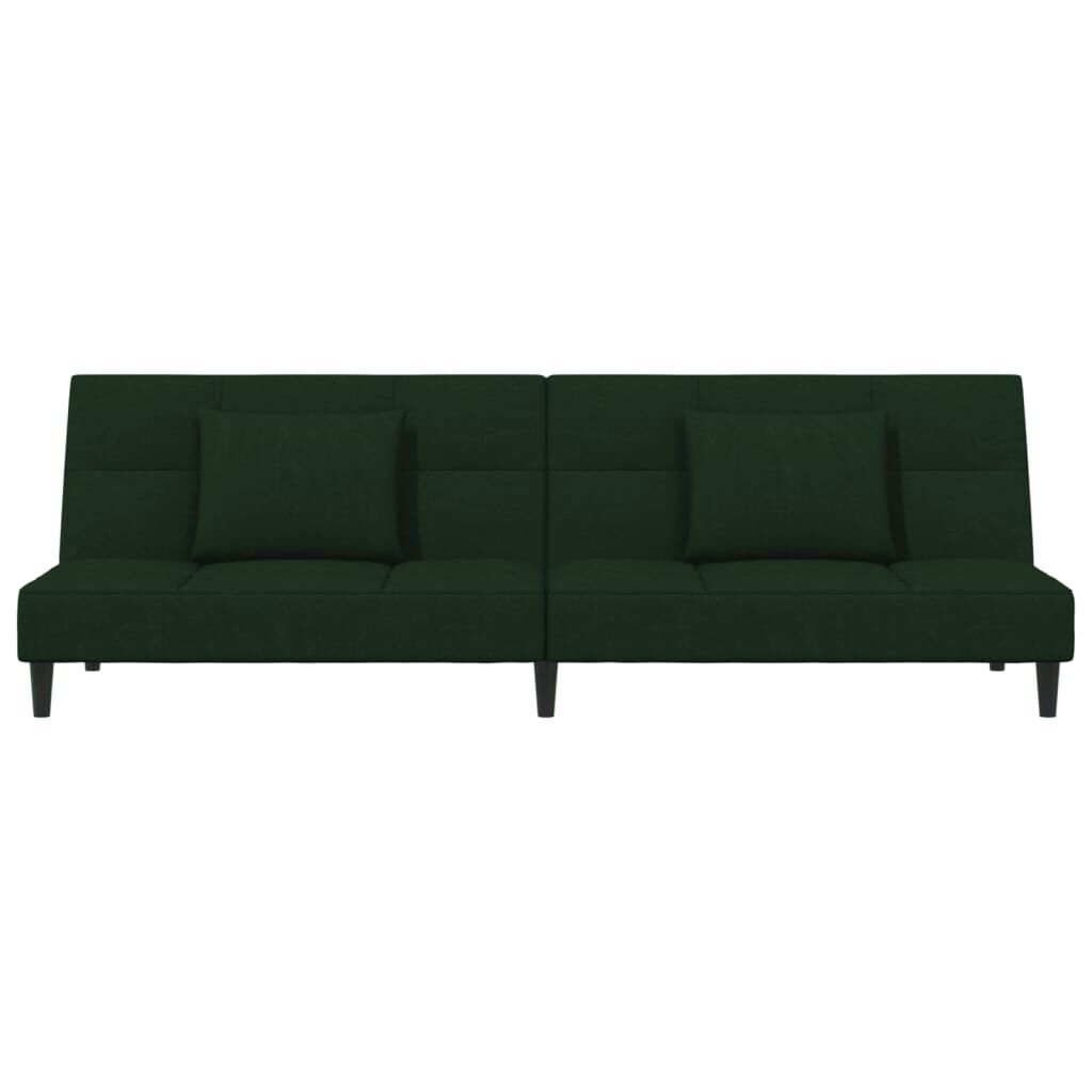 vidaXL 2-Seater Sofa Bed with Two Pillows Dark Green Velvet