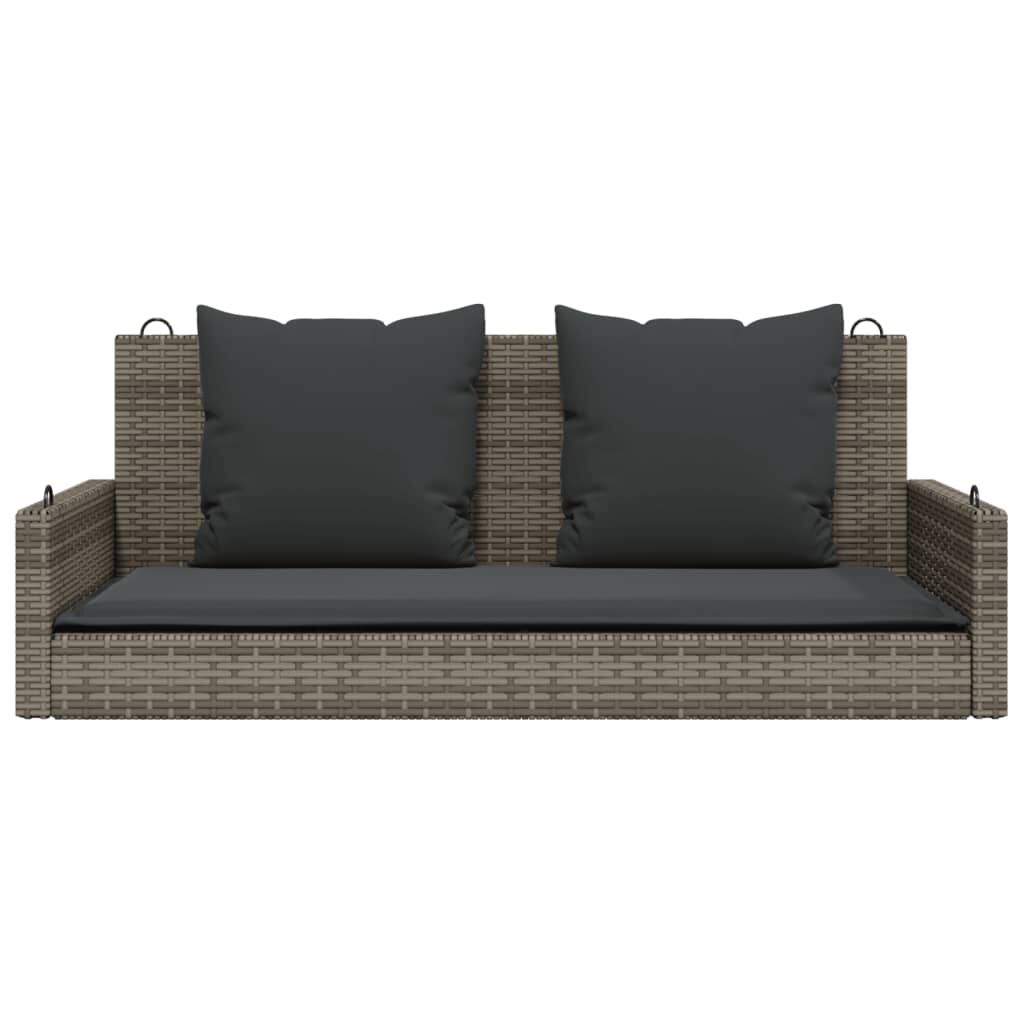vidaXL Swing Bench with Cushions Grey 119x56x48 cm Poly Rattan