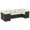 vidaXL 7 Piece Garden Sofa Set with Cushions Black Poly Rattan
