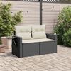 vidaXL Garden Sofa with Cushions 2-Seater Black Poly Rattan