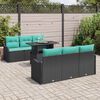 vidaXL Garden Sofa Set with Cushion 7 pcs Black Poly Rattan
