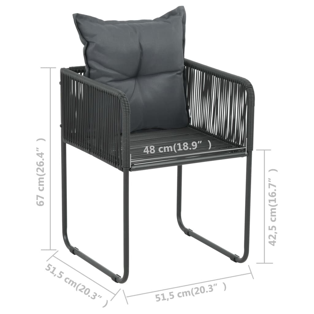vidaXL 3 Piece Garden Dining Set PVC Rattan Black and Brown