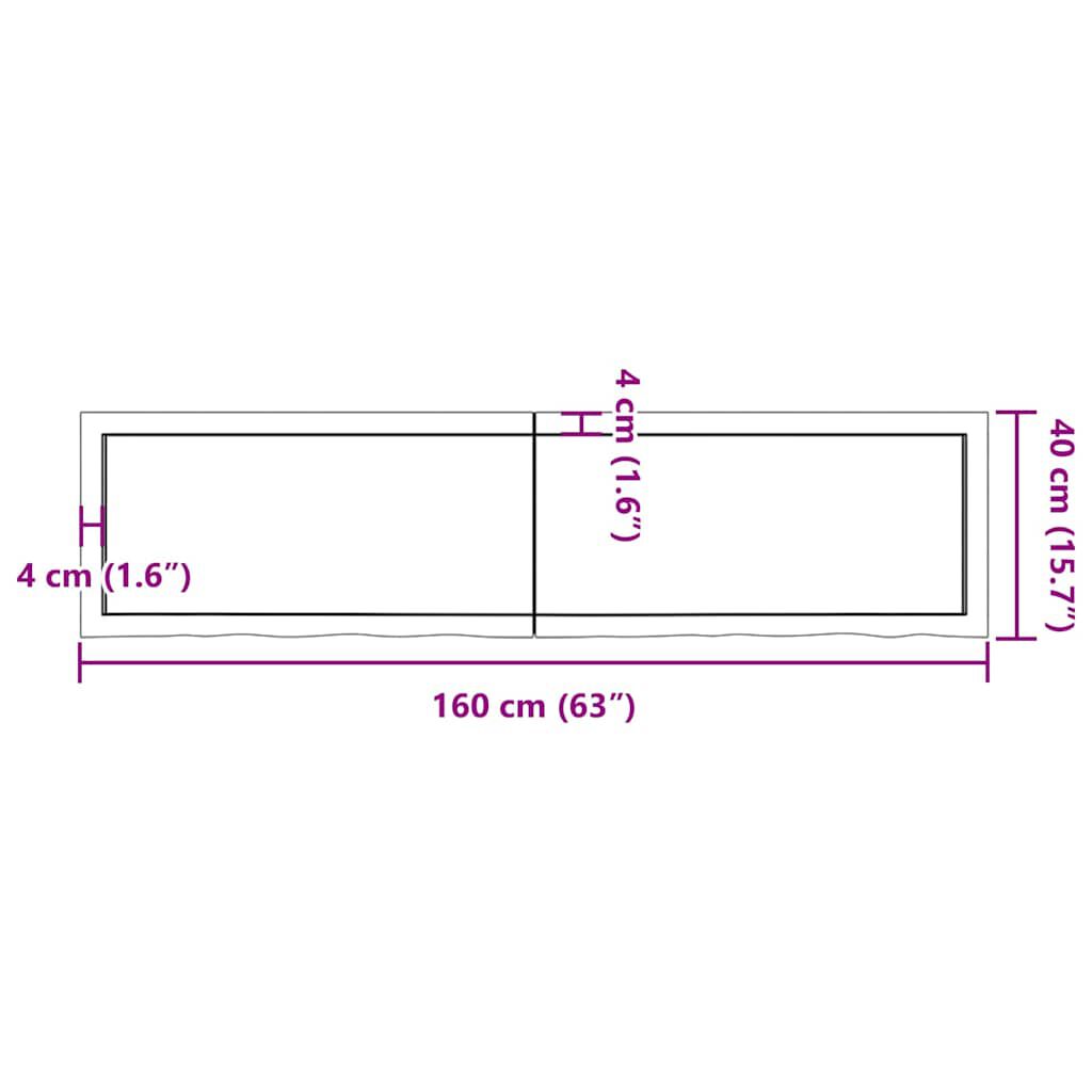 vidaXL Wall Shelf Light Brown 160x40x(2-4) cm Treated Solid Wood Oak