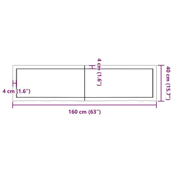 vidaXL Wall Shelf Light Brown 160x40x(2-4) cm Treated Solid Wood Oak