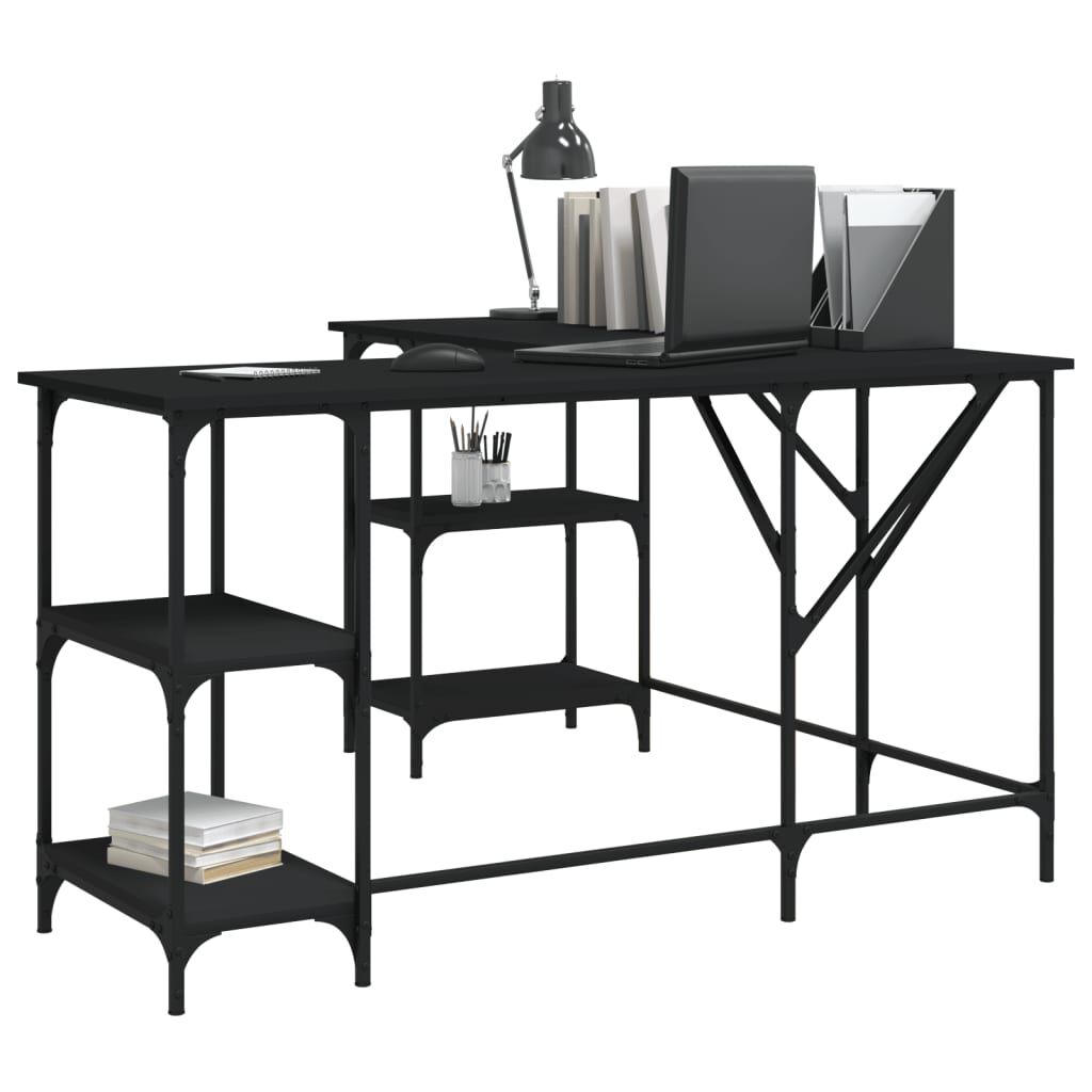 vidaXL Desk Black 139x139x75 cm Engineered Wood
