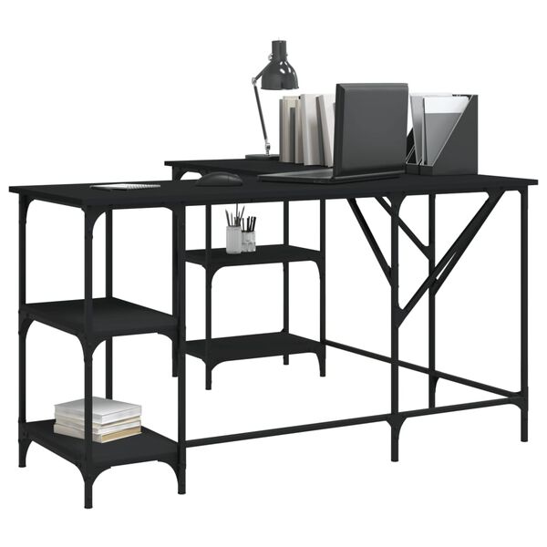 vidaXL Desk Black 139x139x75 cm Engineered Wood
