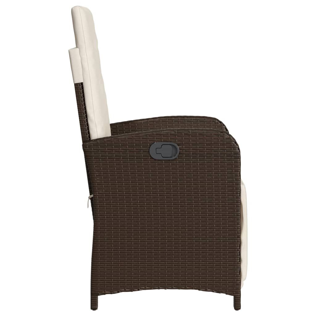 vidaXL 3 Piece Bistro Set with Cushions Brown Poly Rattan