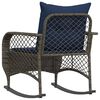 vidaXL Garden Rocking Chair with Cushions Grey Poly Rattan