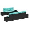 vidaXL Garden Sofa Set 8 pcs Black and Turquoise Poly Rattan