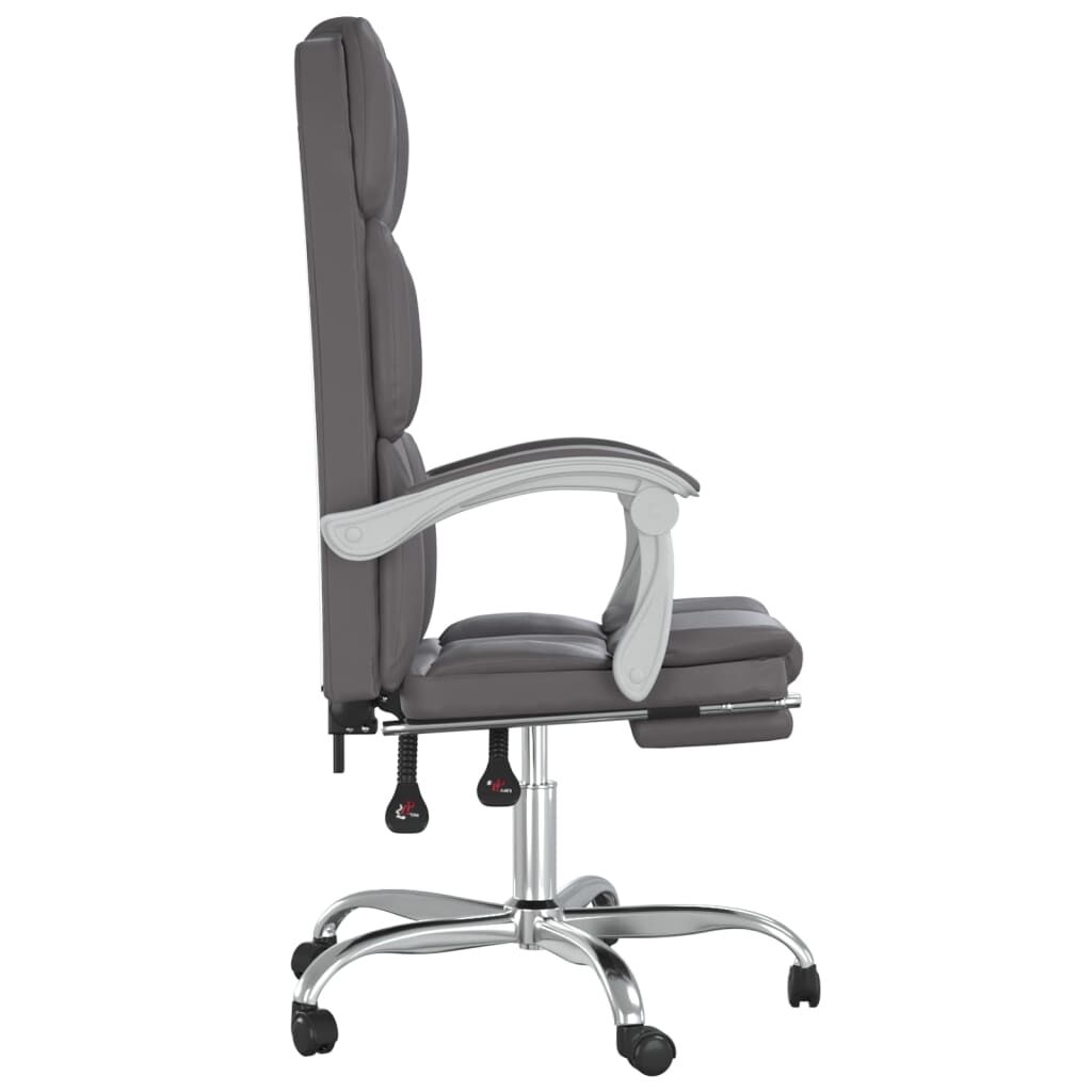 vidaXL Reclining Office Chair Grey Faux Leather