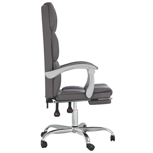 vidaXL Reclining Office Chair Grey Faux Leather