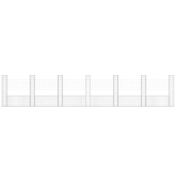 vidaXL U-shape Gabion Basket with 7 Posts Iron 740x20x150 cm
