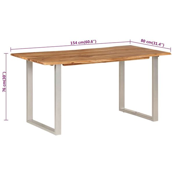 vidaXL Dining Table 154x80x76 cm Solid Acacia Wood