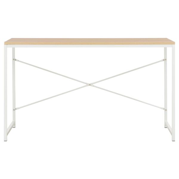 vidaXL Computer Desk White and Oak 120x60x70 cm