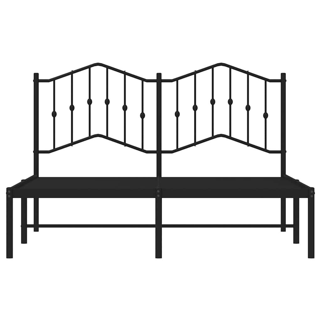 vidaXL Metal Bed Frame without Mattress with Headboard Black 135x190cm