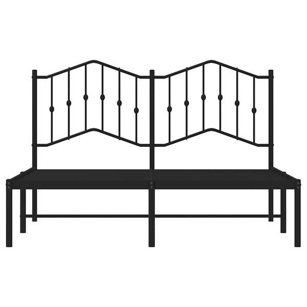 vidaXL Metal Bed Frame without Mattress with Headboard Black 135x190cm